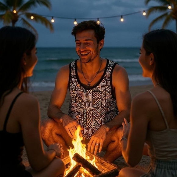 PAC SUN UNISEX Geometric Patterned Tank Top M/L - Picture 6 of 16